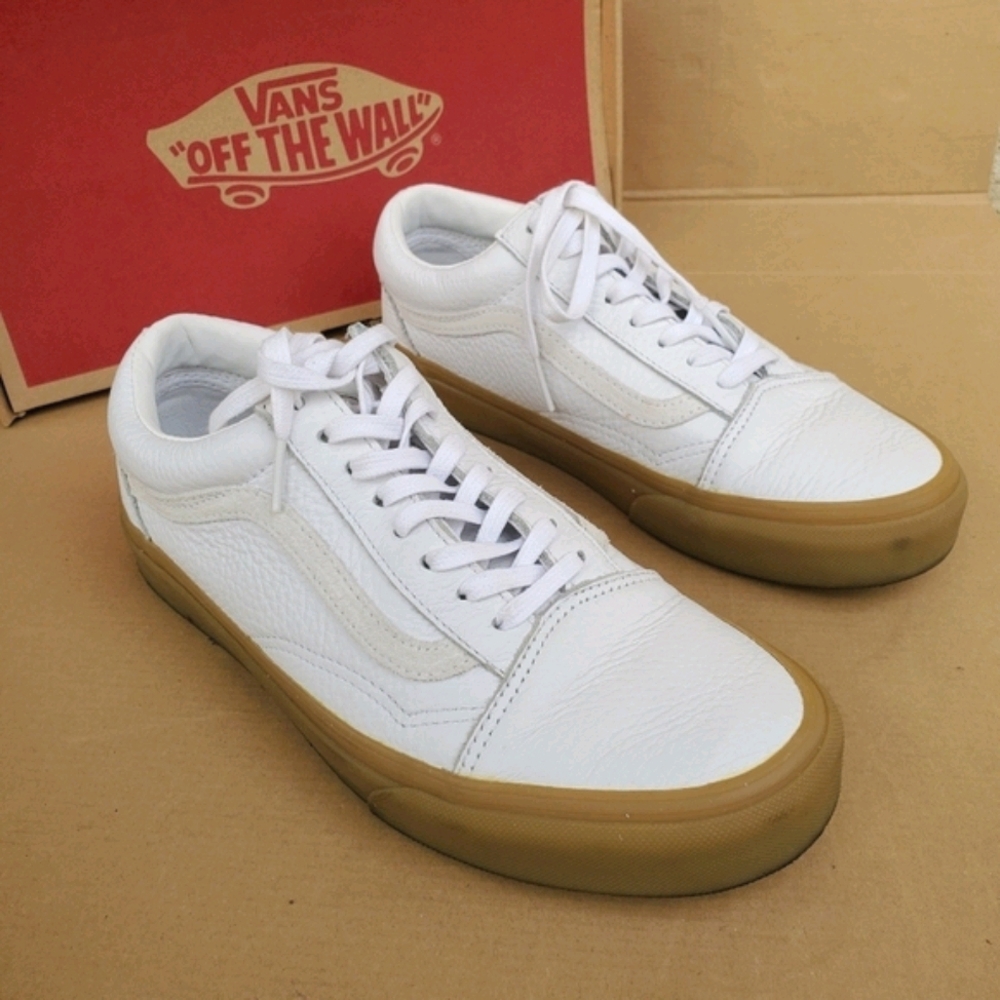 Vans White and Tan Sneakers